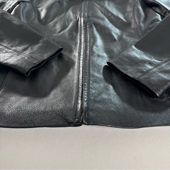 Vintage Worthington Full Zip Leather Jacket Women’s M Black Motto City Biker EUC - Picture 4 of 14